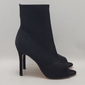 Catherine Malandrino Nitty Stretch Ankle Pull On Open Peep Toe Sock Heel Boot 9